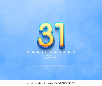 Diseño del 31 aniversario. fondo de Vector premium con tonos azul marino. Fondo de Vector de Premium para saludo y celebración.