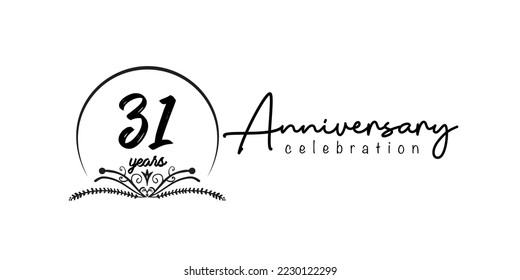 31st  anniversary flat black color logotype style with hand lettering on white background
