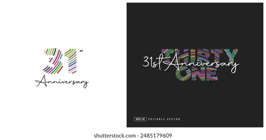 31st Anniversary Logo Design, Number 31 Vector Template.