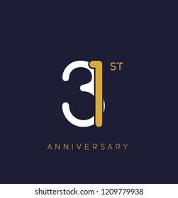 31st anniversary logo.overlapping number with simple monogram color. vector design for greeting card and invitation card.