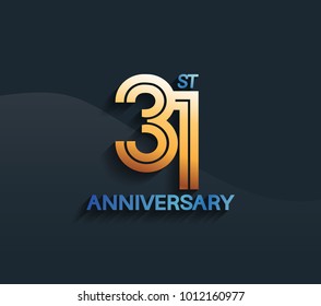31st anniversary logotype with multiple line golden color isolated on dark blue background for celebration