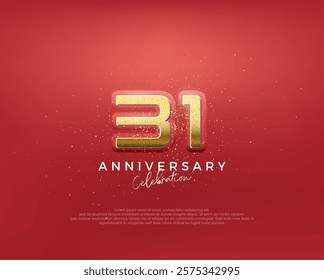 31st anniversary in luxurious gold color. glitter vector premium. Premium vector for poster, banner, celebration greeting.