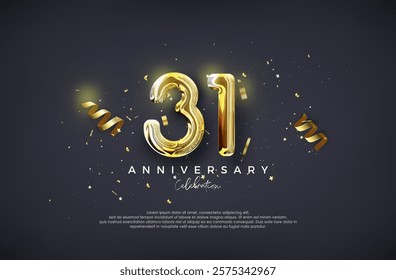 31st Anniversary. With luxury glossy gold design. Premium vector for poster, banner, celebration greeting.