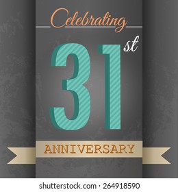 31st Anniversary poster / template design in retro style - Vector Background