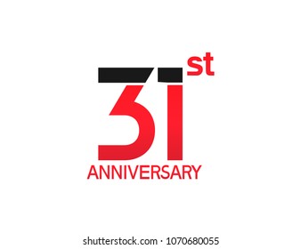 31st anniversary red and black design simple isolated on white background for celebration