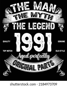31st Birthday Vintage Legends Born In 1991 31 Years Old Retro Birthday Ideas