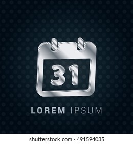 31st Calendar 3D silver/platinum metallic chromium precious Icon / Logo Design
