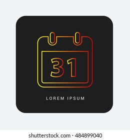 31st Calendar Red & Orange gradient attractive line thin icon / logo design