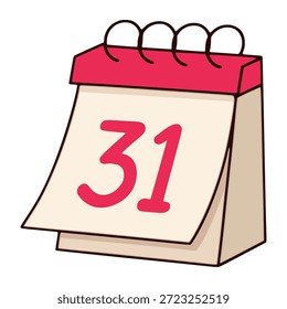 Calendario de fecha 31 Diseño de Plantilla de Ilustración vectorial de color plano