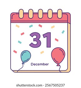 31st December Calendar - Year-End Planner and Countdown Reminder