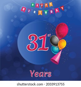 31st Happy Birthday celebration Invitation card design, Vector illustration design.