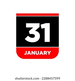 31st January vector icon. 31 Jan calendar.