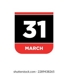 Icono vectorial del calendario 31 de marzo. Tipografía del 31 de marzo.