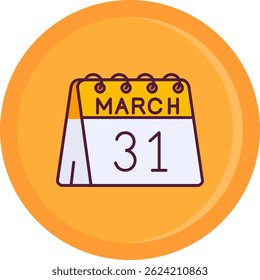 31st of March Line vector Icon Design