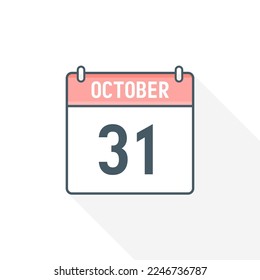 icono del calendario 31 de octubre. 31 de octubre calendario Fecha Mes Icono Ilustrador vectorial