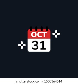 31st of October of Halloween calendar flat design elements,Icon,Vector,Illustration.