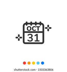 31st of October of Halloween calendar icon,Vector and Illustration.