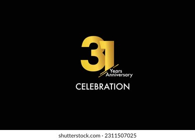 31th, 31 years, 31 year anniversary gold color on black background abstract style logotype. anniversary with gold color isolated on black background, vector design for celebration vector