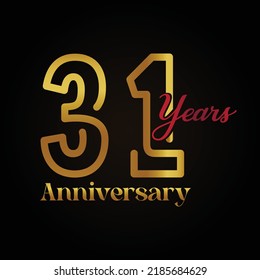31th Anniversary Celebration Logotype Handwriting Golden Stock Vector ...