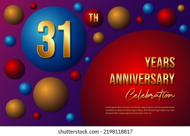 31th Anniversary logo with colorful abstract background, template design for invitation card and poster your birthday celebration. Vector eps 10