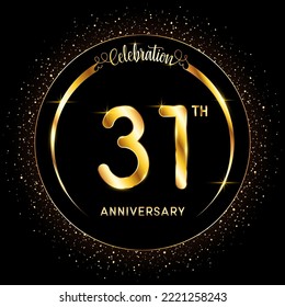 31th Anniversary Logo, Perfect logo design for anniversary celebration events with gold color ring isolated on black background, Vector illustration