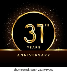 31th Anniversary Logotype. Golden Anniversary template design for celebration event, invitation card, greeting card, flyer, banner, poster, double line logo, vector illustration