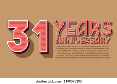 31th Anniversary numbers. background for anniversary