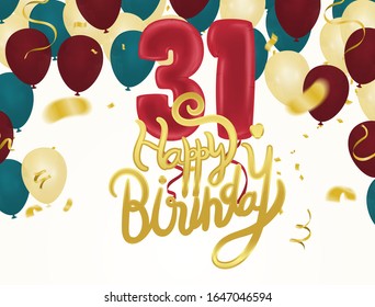 31th birthday balloons and decoration background party template design