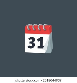 31th date on calendar in flat vector design.