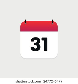 31th day of the month calendar. Vector icon