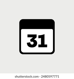 31th day of the month, minimalist calendar. Vector icon