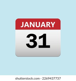 31th January calendar icon. January 31 calendar Date Month icon