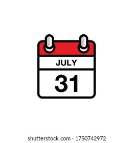 31. Juli flach Tag des Monats Kalendersymbol. Konzept des Datums- und Zeitplans. Vektorgrafik-Design