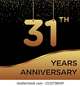 31th years anniversary, vector design for anniversary celebration with gold color on black background, simple and luxury design. logo vector template