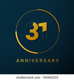  31Years Anniversary Vector Logo Design Isolated on Dark Background
