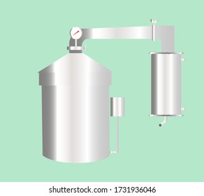 32 ~ 160 Liters Alcohol Moonshine Ethanol Still Spirits Stainless Steel Boiler Water Distiller Wine Making Kit On A Turquoise Background