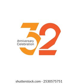 32, 32nd Anniversary Logo, 32 birthday,  Vector Template Design element for  invitation, wedding, jubilee and greeting card illustration.