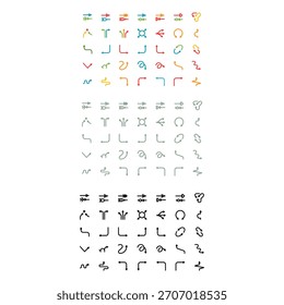 32 Abstrakte Symbolsymbole für UI- und Designprojekte
Eine vielseitige Sammlung von 32 abstrakten Symbolen mit Schleifen, Pfeilen, Kurven