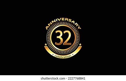 32 anniversary celebration. 32nd anniversary celebration. 32 year anniversary celebration logo with black background.