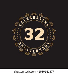 32 anniversary celebration, Greetings card for 32 years anniversary