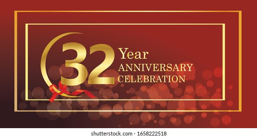 Plantilla vectorial de logotipo de 32 años. Diseño para banner, tarjetas de felicitación o impresión.