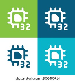 32 Bit Flat Four Color Minimal Icon Set