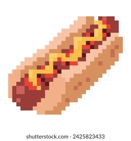 32 bit hot dog pixel vector
