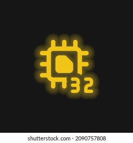 32 Bit Yellow Glowing Neon Icon