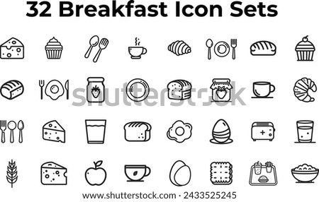32 Breakfast Outline Icon Sets