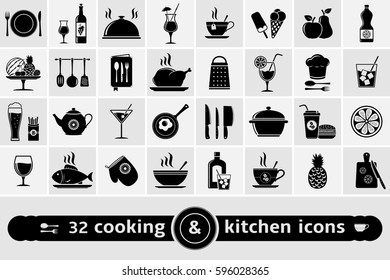 32 Cooking and kitchen icons