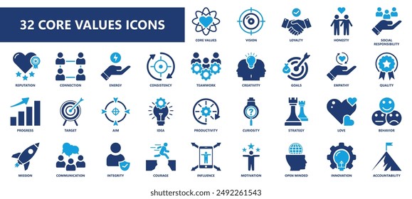 32 core values icons collections