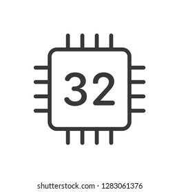 32 CPU icon. Microchip symbol modern, simple, vector, icon for website design, mobile app, ui. Vector Illustration