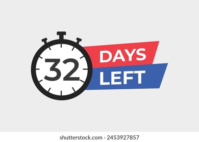 32 Tage bis zum Countdown Vorlage. 32 Tage Countdown links Tage Banner Design. 32 Tage Countdown-Timer