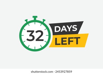 32 Tage bis zum Countdown Vorlage. 32 Tage Countdown links Tage Banner Design. 32 Tage Countdown-Timer